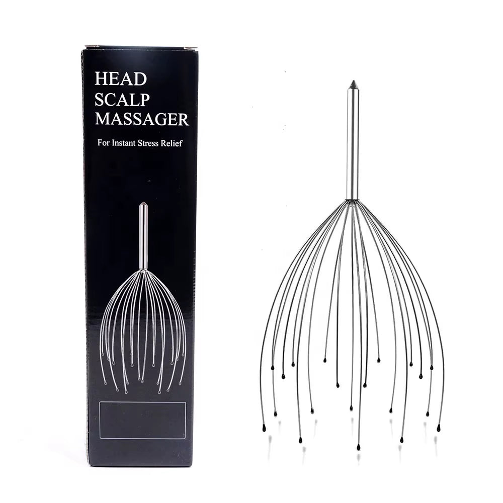 Color Box 20Claws Head Massager Octopus Relax Hair Scalp Head Scratcher Manual Massager Tool Metal Head Massager